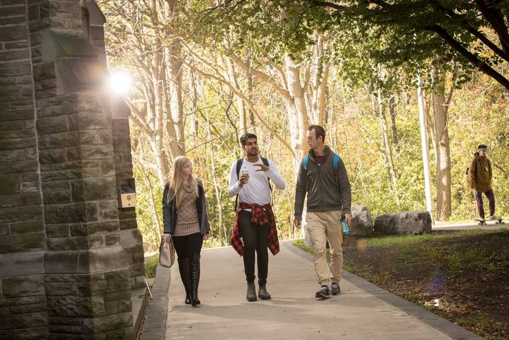 Students walking on campus