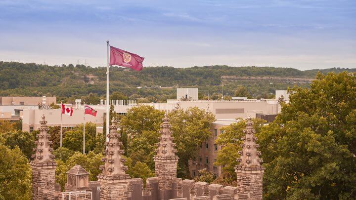 McMaster Campus with Flag